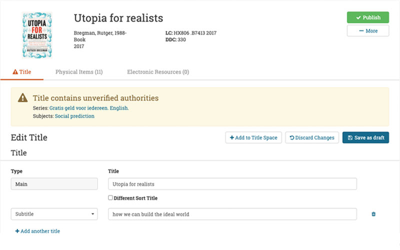 Human-friendly cataloging interface