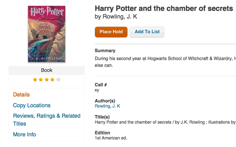 Public Access Catalog title detail page design